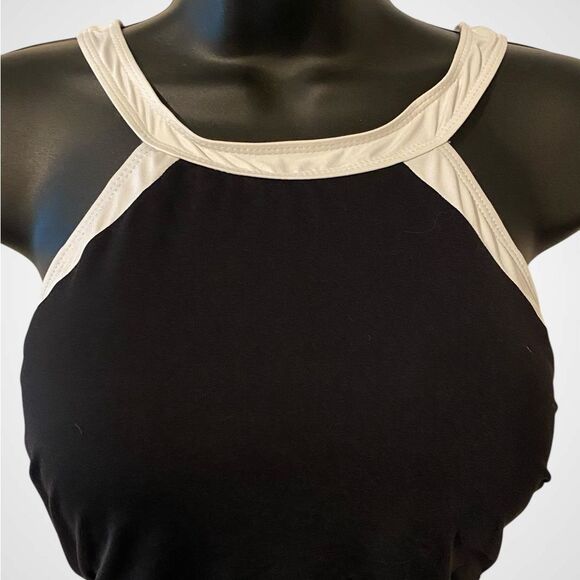 Women’s one piece cutout swimsuit with tummy control black & white NWT size L. - Picture 7 of 10